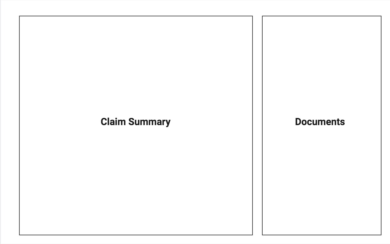 Sketch showing the finalized Active Claim Workspace layout