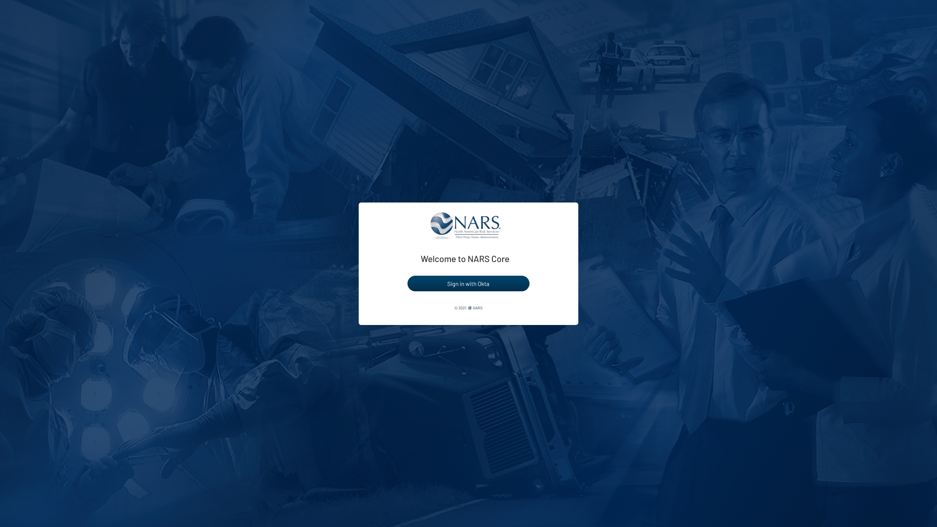 NARS Claim Processing Application – MVP Login Screen