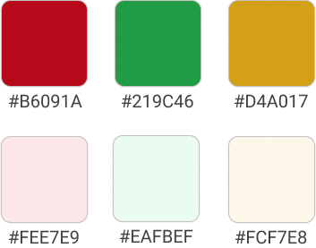 NARS UI secondary color palette used for status and alerts